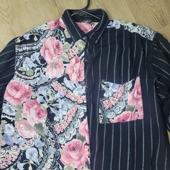 Vintage Tony France pattern block button up shirt with 3/4 sleeves - Size Large - Picture 4 of 5
